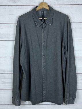 Lululemon Men's XXL Commission Shirt Gray Button Up Long Sleeve Casual